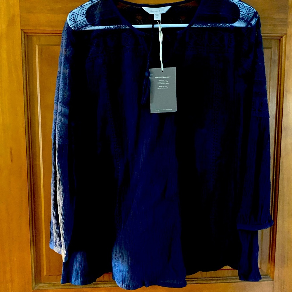 NWT garnet hill blue cotton top